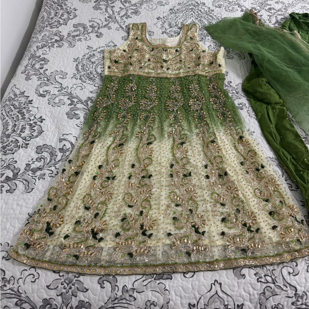 Indian Green and Gold Embellished Pajami Suit